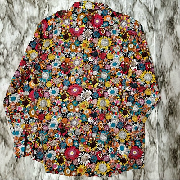 Tunevuse Mens Sz XL Vibrant Floral Button Down Shirt Regular Fit Happy Hipster - Picture 3 of 12